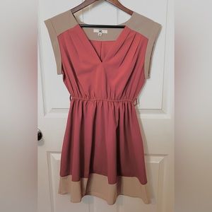 Ya Los Angeles Red and Tan Dress
